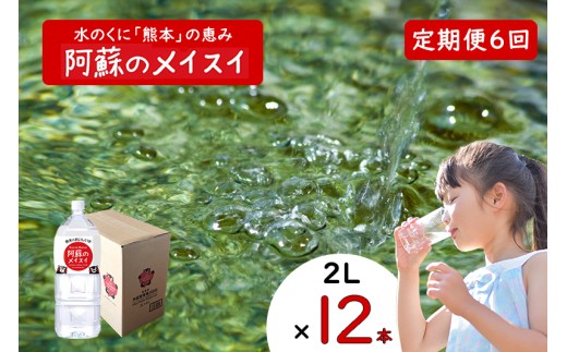 【ふるくま】定期便 6回 阿蘇のメイスイ 阿蘇山 天然水 2L × 12本 2ケース  熊本 阿蘇 水 みず 飲料 くまモンラベル 熊本県 ミネラルウォーター 非加熱殺菌 賞味期限2年 730日 備蓄 保存用