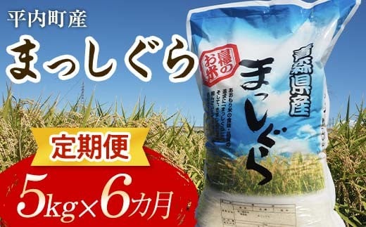 ＜定期便＞ 100年続く米農家 まっしぐら 5kg×6ヶ月連続（令和7年産） 【マルサンファーム】 白米 精米 米 お米 おこめ コメ 東北 青森県 平内町 F21J-122