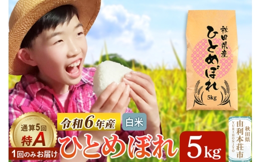 《1回のみお届け》令和6年産 【白米】通算5回特A 秋田県産ひとめぼれ 計5kg (5kg×1袋) 848499 - 秋田県由利本荘市