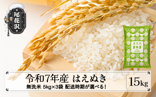 令和7年産 新米 無洗米 はえぬき 15kg 5kg×3袋 3月下旬発送 kk-hamxa15-3s