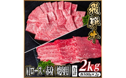レビューキャンペーン実施中!飛騨牛　厳選肩ロース・赤身(焼肉・BBQ用)計2kg(各500g×2)【1667385】 2301978 - 岐阜県羽島市