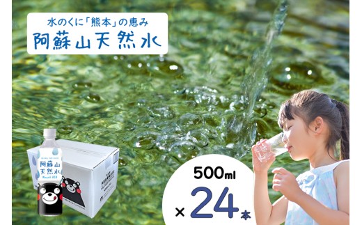 【ふるくま】水 熊本 阿蘇 阿蘇山 天然水 500ml × 24本 1ケース  水 みず 飲料 くまモンラベル 熊本県 ミネラルウォーター 非加熱殺菌 賞味期限2年 730日 備蓄 保存用
