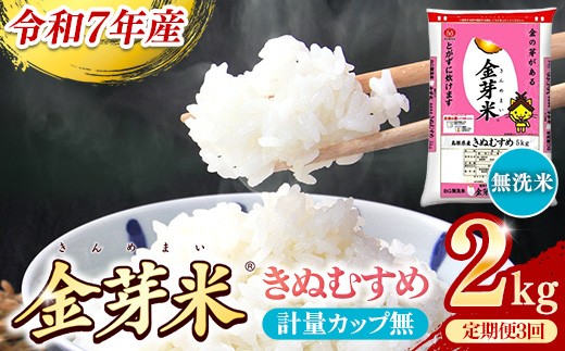 BG無洗米・金芽米きぬむすめ 2kg×3ヵ月 定期便【毎月】計量カップ無し【令和7年産 3ヶ月 計6kg 東洋ライス 健康 島根県 安来市】 2308919 - 島根県安来市