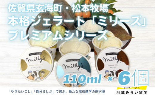 [セット]本格ジェラート「ミリーズ」3種×2(唐いも・和三盆ミルク・金柑ミルク)