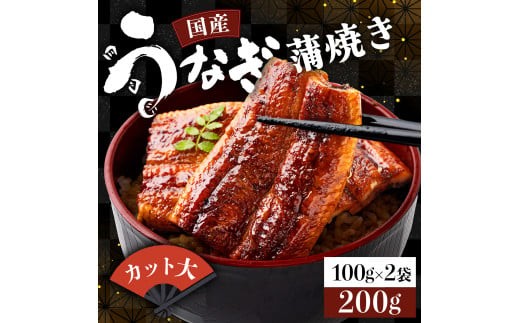 国産うなぎカット大 合計200g（100g×2袋）《着日指定可能》ウナギ 鰻 高知県 東洋町 四国 お取り寄せ 家庭用 自宅用 贈り物 ギフト タレ・山椒付き うな重 鰻丼 うな丼 うな茶漬け 【送料無料】U009 1184520 - 高知県東洋町