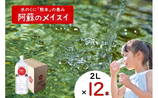 【ふるくま】水 熊本 阿蘇 阿蘇のメイスイ 天然水 2L × 12本 2ケース 24L  水 みず 飲料 くまモンラベル 熊本県 ミネラルウォーター 非加熱殺菌 賞味期限2年 730日 備蓄 保存用 2304358 - 熊本県小国町