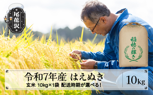 令和7年産 新米 玄米 はえぬき 10kg 10kg×1袋 11月下旬発送 kh-hagxa10-11s