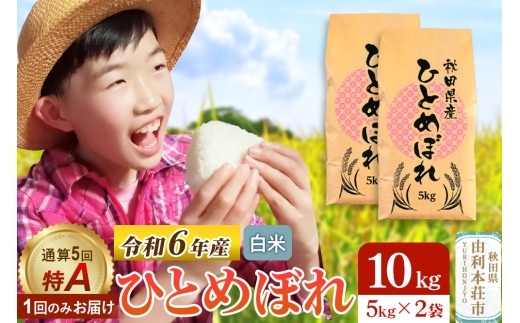 《1回のみお届け》令和6年産 【白米】通算5回特A 秋田県産ひとめぼれ 計10kg (5kg×2袋) 852828 - 秋田県由利本荘市