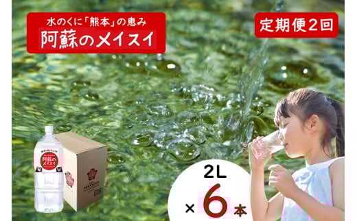【ふるくま】定期便 2回 阿蘇のメイスイ 阿蘇山 天然水 2L × 6本 1ケース  熊本 阿蘇 水 みず 飲料 くまモンラベル 熊本県 ミネラルウォーター 非加熱殺菌 賞味期限2年 730日 備蓄 保存用