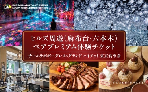 【ヒルズ周遊（麻布台・六本木）ペア体験】チームラボボーダレス／グランド ハイアット 東京 食事券