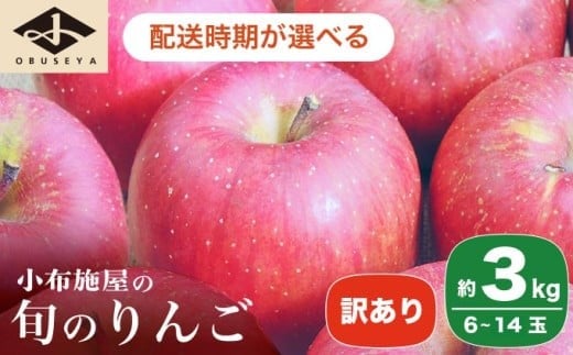 [訳あり] 選べる配送時期 旬のりんご 約3kg 6〜14玉 [小布施屋] 傷 規格外 不揃い 訳アリ 家庭用 りんご 林檎 リンゴ 果物 フルーツ 長野県産 信州産 特産 産地直送 産直 数量限定 先行予約 10月発送 11月発送 12月発送 1月発送 2月発送 3月発送 4月発送 令和7年産 [2025年10月〜2026年4月配送]