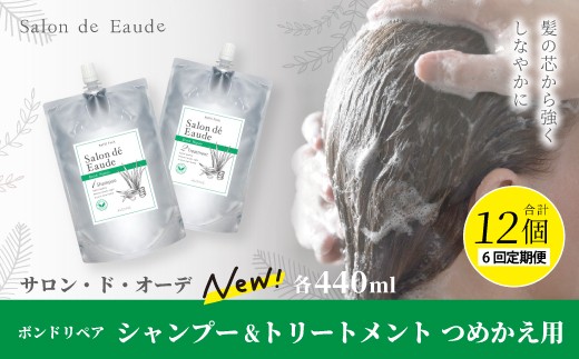 6回 定期便 サロン・ド・オーデ ボンドリペア シャンプー ＆ トリートメント つめかえ用 各 440ml 2本 セット 合計 12本 ダメージ補修 ボトル 液体 アロインス製薬 美容 美容品 化粧品 日用品 消耗品 高知 高知県 四万十 四万十市 しまんと 25-868