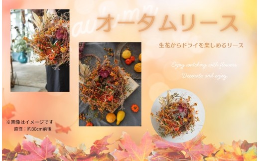 オータムリース 花 花束 リース ブーケ アレンジ プレゼント 秋 季節 贈り物 花のある生活 ドライフラワー 生花 フレッシュ 装飾 インテリア お祝い 記念日 KACHA フラワーアレンジメント 奈良県 奈良市 奈良 なら 40-013 2307035 - 奈良県奈良市