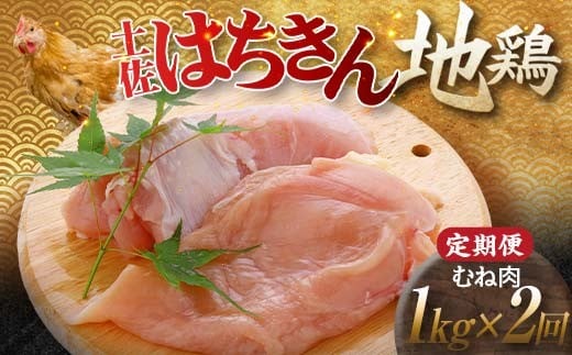 【定期便】土佐はちきん地鶏むね肉 1kg×2ヵ月連続 地鶏 ムネ肉 胸肉 鶏肉 とり肉 とりにく 肉 定期 高知県 大川村 F6R-005 789711 - 高知県大川村