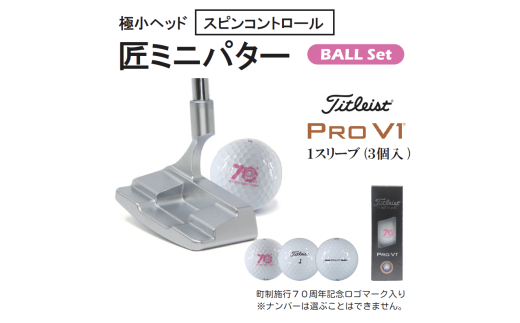 匠ミニパター「スピンコントロール」&ゴルフボールV1.090BF01S. / 練習 本番 テクニック向上 極小ヘッド ヘッド小さめ ミニパター 軟鉄削り出し 東邦ゴルフ