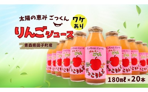 【訳あり】太陽の恵みごっくん　リンゴジュース　180ml×20本