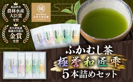 ふかむし茶 5本詰め セット 計500g / お茶 日本茶 深蒸し茶 受賞 濃厚 自社農園 熊本県 菊陽【有限会社お茶の福本園】 [BHAI010]