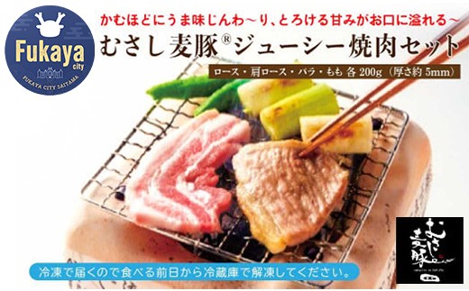 ジューシーな「むさし麦豚」　焼肉用４部位・全800g詰合せ 　【11218-0085】