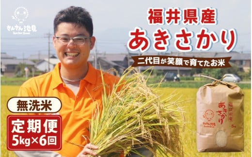 【令和7年産・新米】【6ヶ月連続お届け】あきさかり 5kg × 6回 計30kg (無洗米) ～福井県産 生産者直送！～ 【定期便 お米 華越前 ぶつき米 無洗米 玄米 人気 ふるさと納税米】 [G-0225_05]