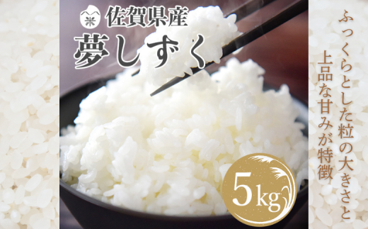【新米】令和7年産 佐賀県産 夢しずく 5kg 農家直送 お米 コメ こめ：B180-063
