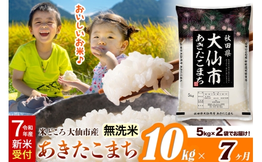 ＜令和7年産 新米受付＞《定期便7ヶ月》米【無洗米】米どころ秋田県大仙市産 あきたこまち 10kg（5kg×2袋） 2309260 - 秋田県大仙市