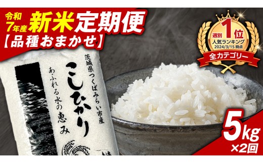 ＼ 新米先行予約 ／【 定期便（11月・12月出荷）】茨城県産 精米 品種おまかせ 5kg (5kg×1袋）×2回 令和7年産 こしひかり 米 コメ こめ 単一米 限定 茨城県産 国産 美味しい お米 おこめ おコメ