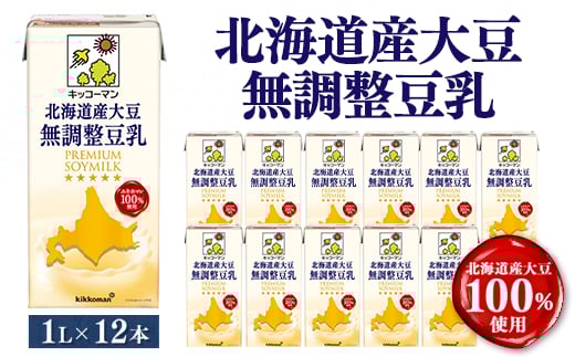 キッコーマンソイフーズ　北海道産大豆 無調整豆乳 1L×12本_ 北海道産大豆 国産 豆乳 無調整 キッコーマン 大豆イソフラボン ヘルシー 植物性ミルク ソイミルク 人気 送料無料 【1389467】 1374108 - 茨城県茨城県庁