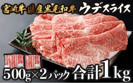 KU517 宮崎県産黒毛和牛ウデ焼きしゃぶ500g×2パック（合計1kg） 1005834 - 宮崎県串間市