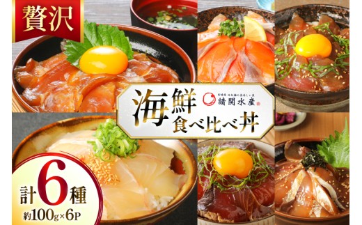 海鮮丼 6種の贅沢食べ比べ丼 1p約100g 6p 真空パック [請関水産 宮崎県 日向市 452061435] 海鮮丼の具 海鮮 海鮮丼セット 食べ比べ 丼 冷凍 ギフト 漬け丼 ぶり マダイ 真鯛 かんぱち カンパチ まぐろ マグロ サーモン かつお カツオ