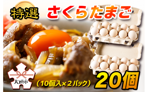 特選 さくら たまご 20個（10個入 × 2パック） タマゴ 卵 玉子 2125390 - 岐阜県大垣市