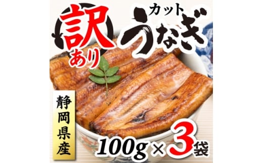 ＜訳あり＞静岡県産 うなぎ蒲焼 カット 100g×3パック 計300g (タレ・山椒付き) 国産【1669126】 2317813 - 静岡県磐田市