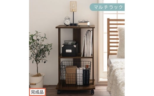 【完成品でお届け】[ 幅45cm ] キャスター付きテレビ台（ウォールナット）テレビ台 ハイタイプ 収納 インテリア テレビボード プリンターワゴン スリムラック キャスター付き ワゴン 木製ラック 3段 TKANVB018119-0-WAL