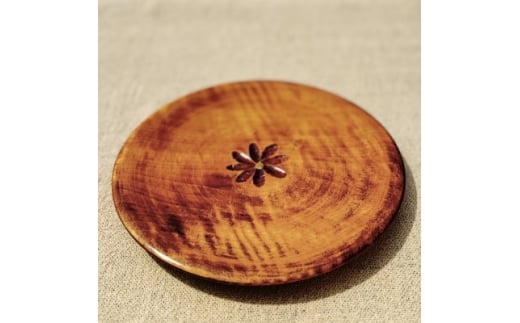 ＜香川漆器＞21cm菓子皿　スリ漆花彫【1620857】