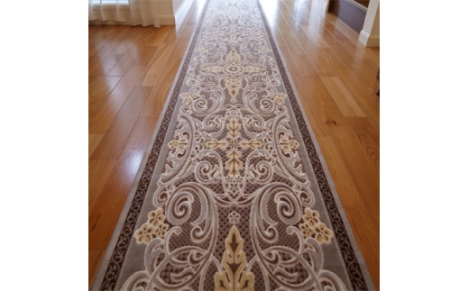 日本製 廊下カーペット 65cm×340cm ＜モダンオーナメント＞ 滑り止め ブラウン【1671863】 2317963 - 大阪府和泉市