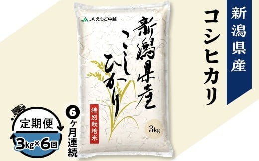 75-7N036【6ヶ月連続お届け】新潟県長岡産コシヒカリ3kg（特別栽培米）【2026年2月下旬発送開始】