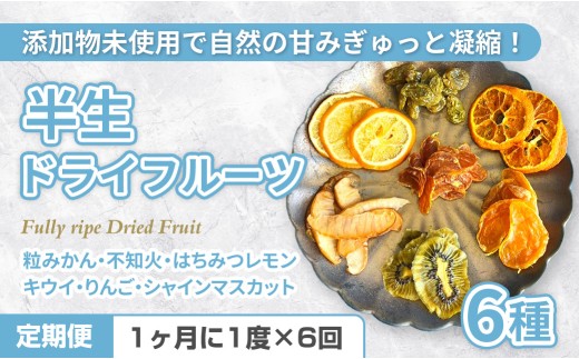 C308《定期便》国産無添加6種の半生ドライフルーツ【6回お届け】