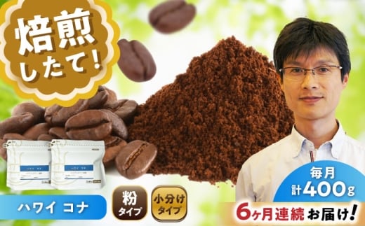 【全6回定期便】ハワイ・コナ コーヒー粉 200g×2個 (粉/中挽き) / 珈琲 コーヒー 粉 / 瀬戸市 / Ｃｏｆｆｅｅ　ＳＡＫＵＲＡ [BBAB068]