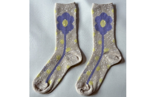 ＜ezu＞flower jacquard socks / ベージュ◆靴下◆おしゃれ◆立体感【1643692】