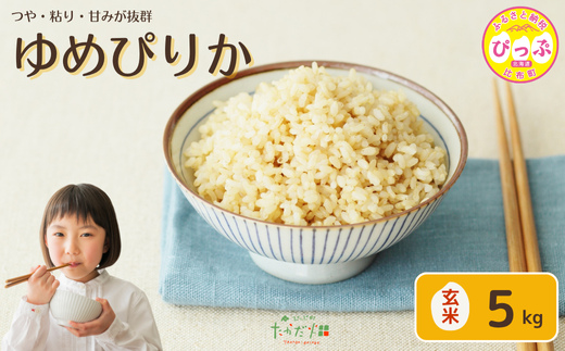 令和7年産 新米 ゆめぴりか 玄米 5kg【たかだ畑】 米 お米 北海道米 特Aランク 国産 玄米 コメ 2025年産 北海道 比布町 ぴっぷ 1018-012