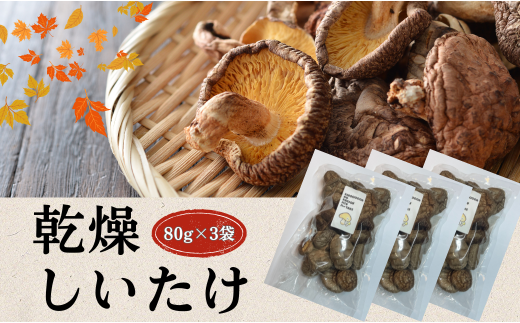 大分県産 しいたけ 津久見で育てた肉厚乾燥しいたけ 80g×3袋　|　津久見市 干し椎茸 菌床しいたけ きのこ 国産 産地直送