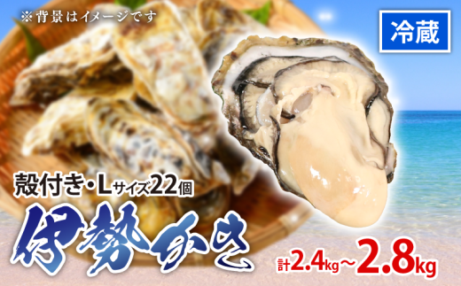 殻付き 牡蠣 伊勢かき  Lサイズ22個 計2.4kg～2.8kg 加熱用 濃厚 新鮮 養殖 牡蠣 カキ kaki 鍋 牡蠣鍋 カキフライ 牡蠣フライ BBQ キャンプ おいしい 伊勢志摩 三重 南伊勢町 シェルファームみつなが 2175428 - 三重県南伊勢町