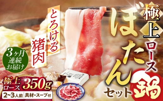 【3回定期便】 ＼天然／とろける猪肉の極上ロースのぼたん鍋 2～3人前 猪肉350g 女将の自家製豆みそ仕立 ジビエ お味噌 ミソ イノシシ 岐阜市 / ひょうたん姉妹 [ANCJ009]