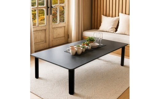 座卓 折りたたみ 170×90 完成品 大川家具 長方形 4人 6人 ダイニングテーブル センターテーブル ローテーブル （アルベル/TJ887KT74/フチ黒色/角R10/木製無垢材黒色折れ脚） 和モダン 和室 洋室 長机 リビング学習机 座卓テーブル 折り畳み 福岡県大川市
