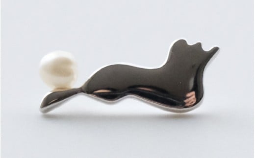 びわ湖真珠ひと粒付き シルバーピンブローチ（琵琶湖デザイン） [JS010] / パール アクセサリー ブローチ 真珠 ジュエリー