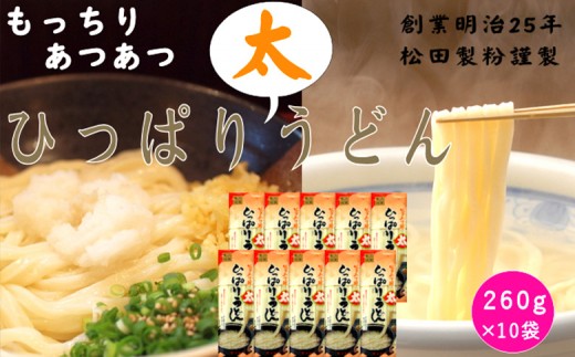 ひっぱり太うどん　260g　10袋入【41155】 980888 - 宮城県白石市