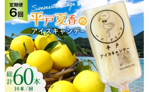 アイスキャンディー ギフト シャーベット オレンジ アイス 6回 定期便 平戸夏香のアイスキャンデー 総計60本  10本/回 [ハレルヤ合同会社 長崎県 平戸市 hr42bgy400142] スイーツ みかん ミカン 蜜柑 お取り寄せ お礼 プレゼント 2327744 - 長崎県平戸市