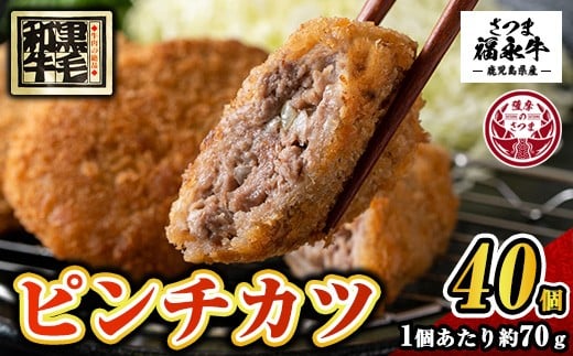 s751 和牛100％！サクッとジューシーピンチカツ(計2800g・70g×40個) 鹿児島 国産 和牛 黒毛和牛 牛肉 肉 メンチカツ ミンチカツ 惣菜 おかず 時短 冷凍 【福永畜産】 2325672 - 鹿児島県さつま町