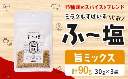 塩 ミラクルすぱいす ふ～塩 旨ミックス 袋30g×3袋 株式会社KIYORAきくち 《90日以内に出荷予定(土日祝除く)》 熊本県 菊池市 調味料 ハーブソルト 塩 天然塩 岩塩