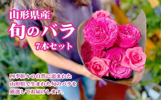 「バラ便り」山形県産 旬のバラ７本セット F2Y-4424