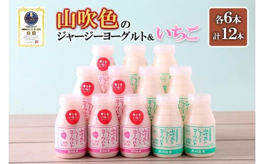 【山のいぶき】山吹色のジャージーヨーグルト いちご 150ml 2種 各6本 計12本セット 乳脂肪分 5％以上 低温殺菌 素材の味 飲むヨーグルト いちごミルク 飲みきり ギフト 贈答 セット 小国ジャージー牛乳 阿蘇健康農園 FOODEX JAPAN ご当地ヨーグルトグランプリ 金賞 熊本 阿蘇 小国郷 798725 - 熊本県小国町